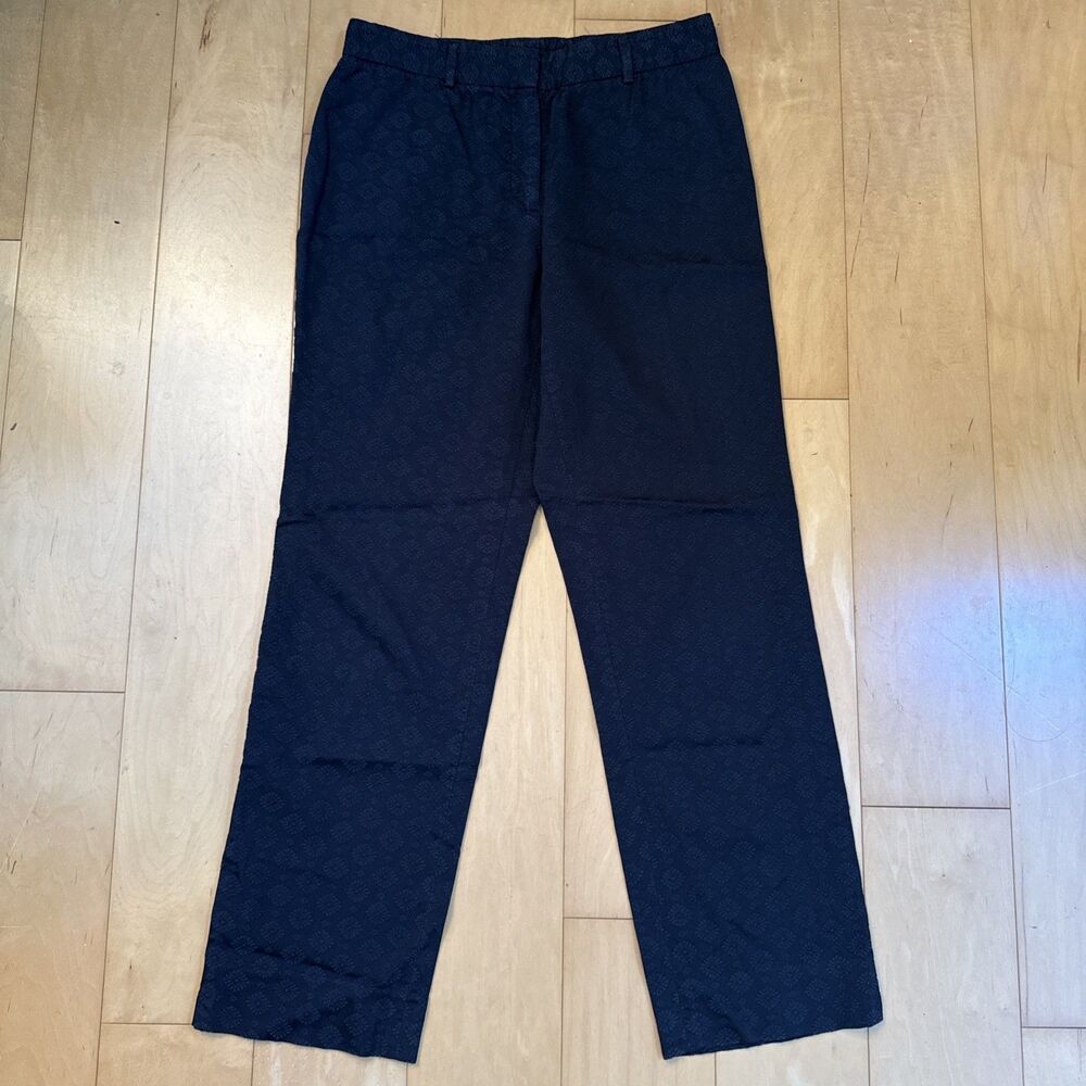 BLACK BROCADE PRINT PANTS Elie Tahari Size 6 Straight Leg Dress Pants